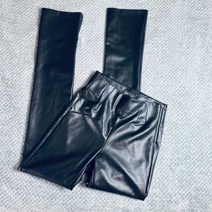 ZARA Faux Leather High Rise Straight Leg Leather Pants Extra Long S/M